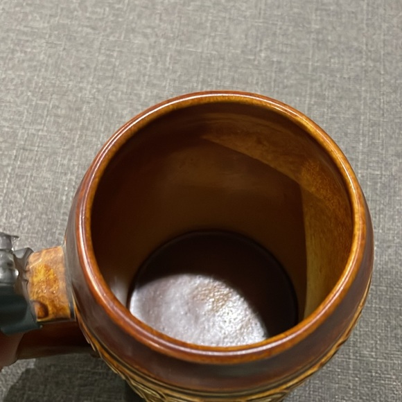Vintage Beer Stein with Pewter Lid and Scene People drinking and dancing - Picture 7 of 15